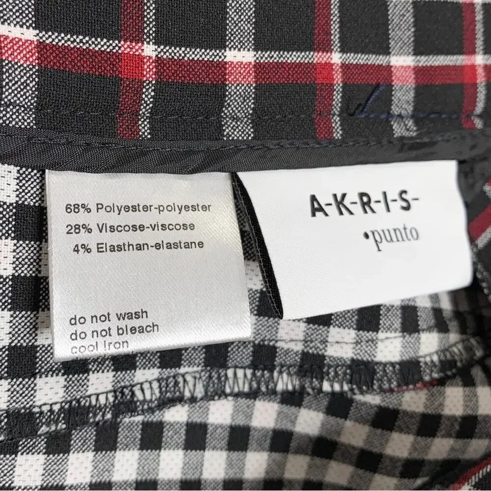 Akris Punto Francoise Slim Straight Pant (Sz 4) Glen Check Plaid Black Red - Picture 13 of 16